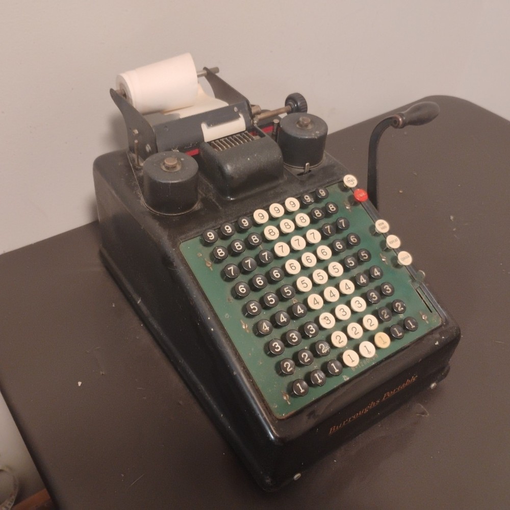 Vtg Burroughs Mechanical Adding Machine W/ Subtract Function. 9-1280608