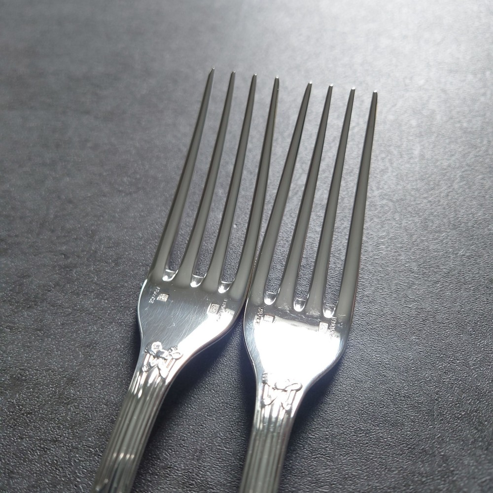 Christofle Rubans Table Fork 2pcs Silverplate Flatware Excellent