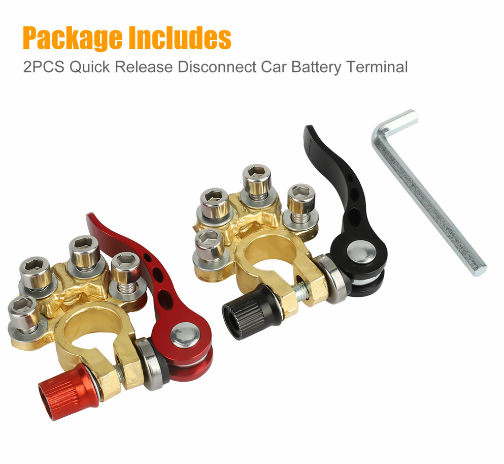 2x Positive&Negative Car Top Post Battery Terminals Wire Cable Clamp Connectors