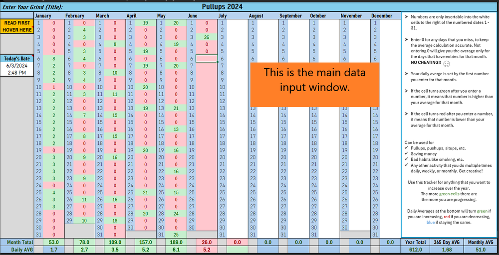 Daily Tracker Dynamic Excel Spreadsheet Total Progress Activity Exercise Digital