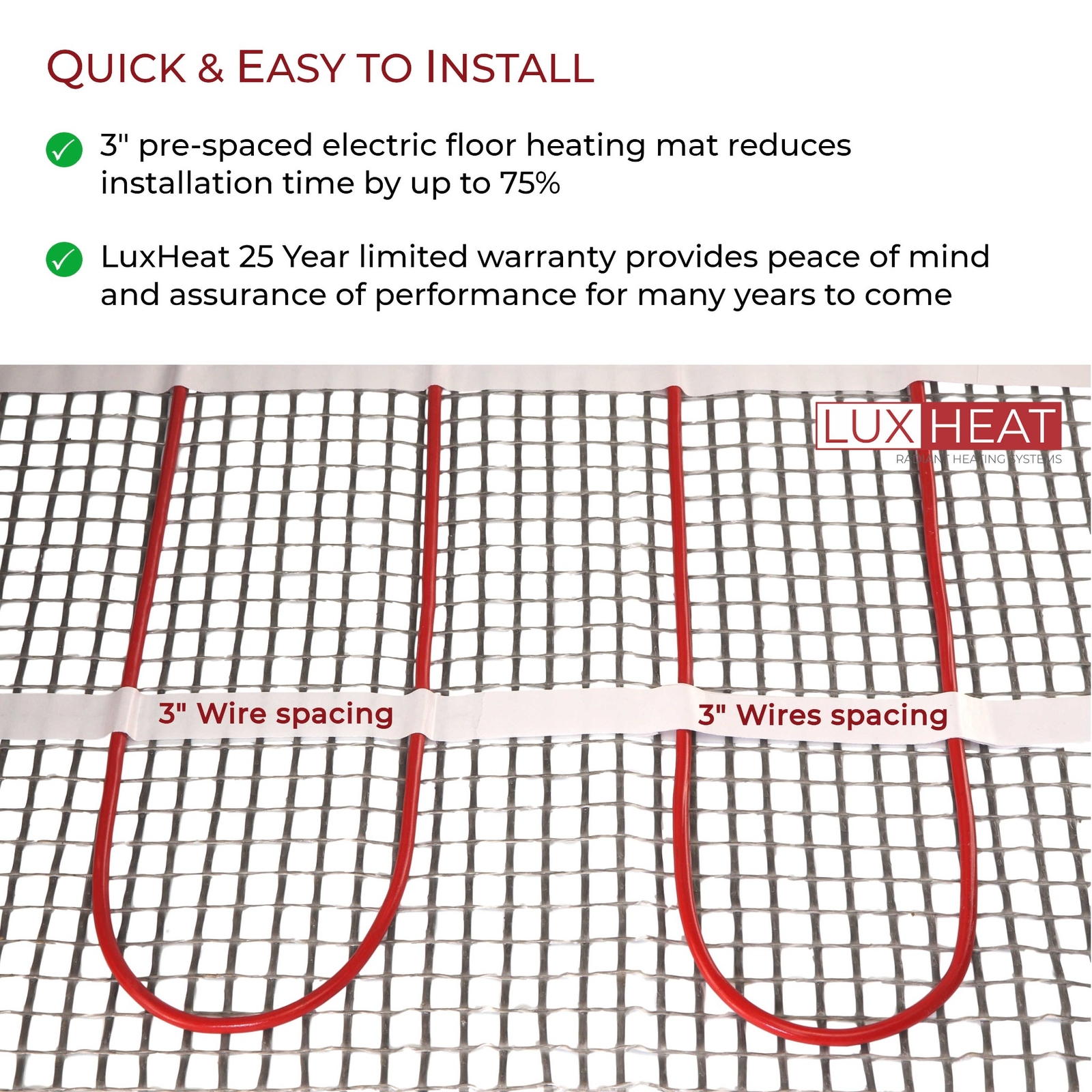 LuxHeat Mat Kit 120v (10-150sqft) Electric Radiant Floor Heating System