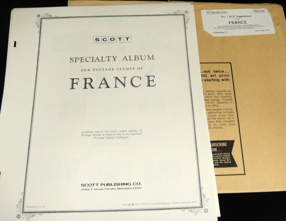 Scott 1972 France Specialty Stamp Album Supplement #7 Item NOS