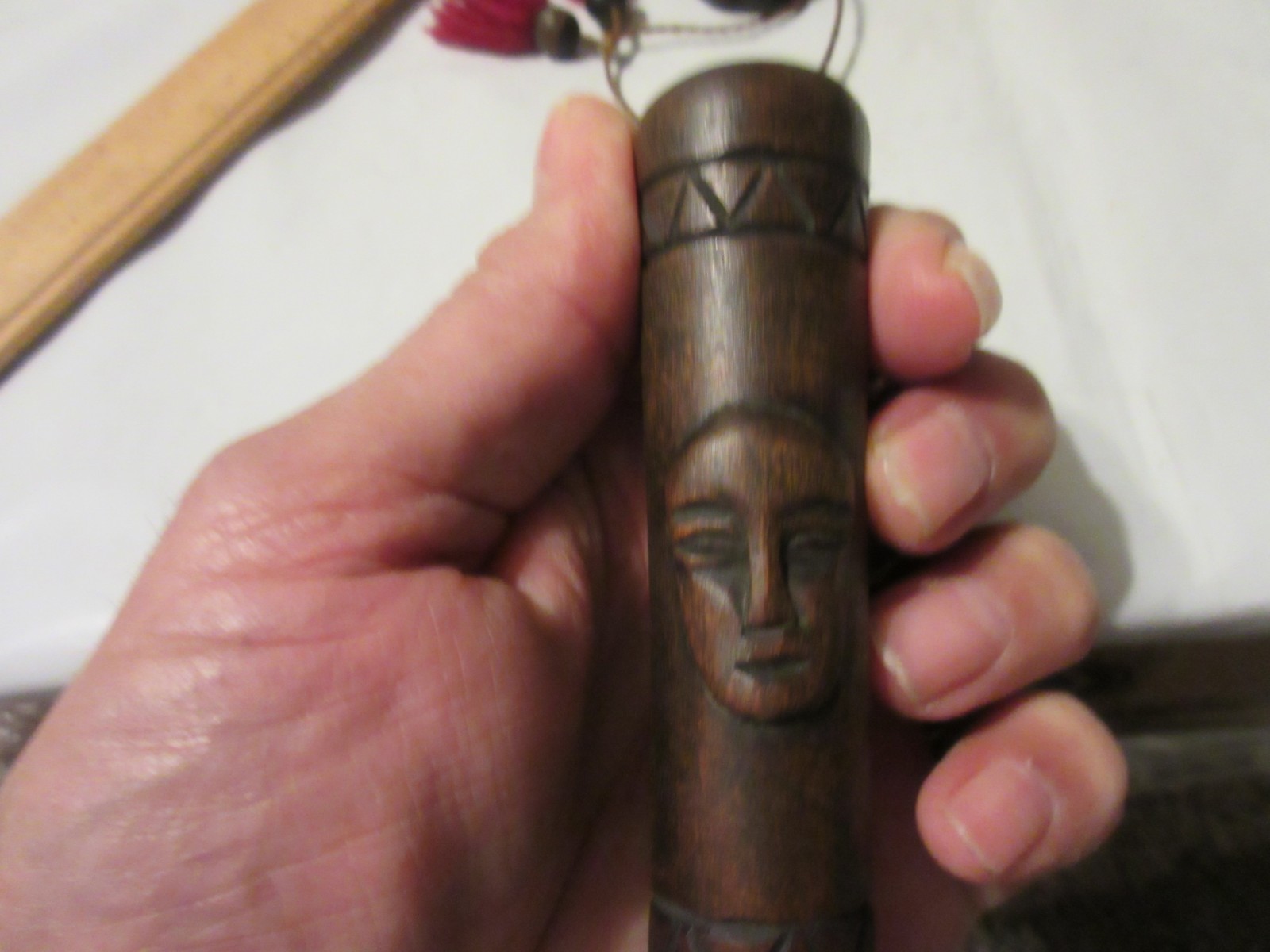 Vintage Tribal Knife in Carved Wooden Sheath