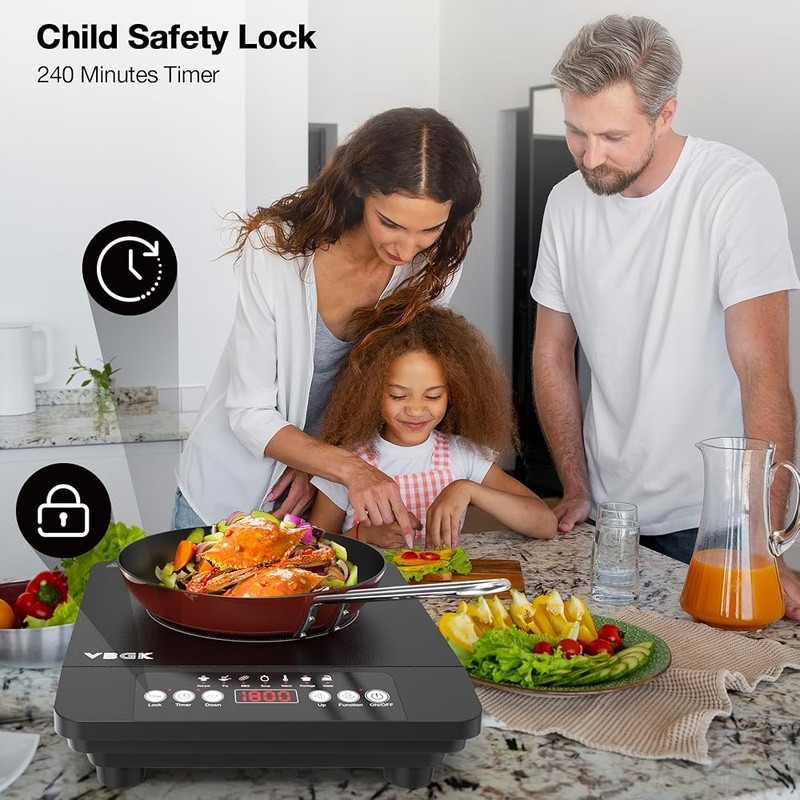 Induction Single Burner Hot Plate Digital Control Safe & Efficient Cooking 110V
