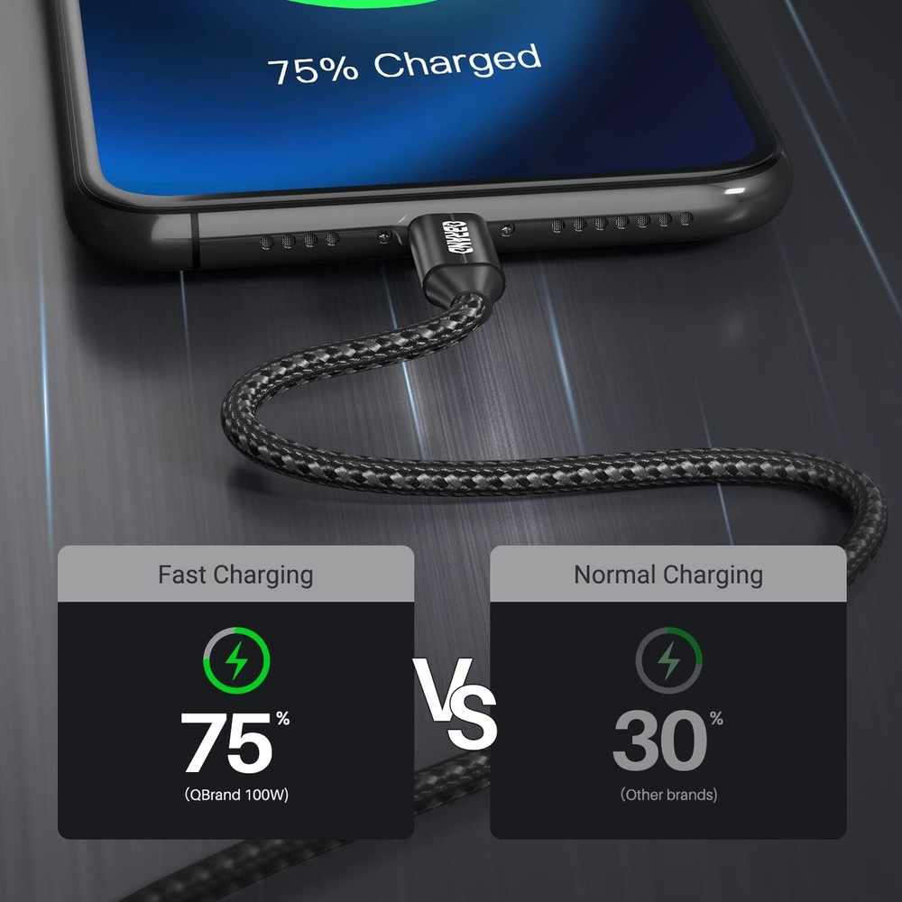 3-Pack Braided USB C to Type-C Fast Charging Data SYNC Charger Cable 3/6/10FT