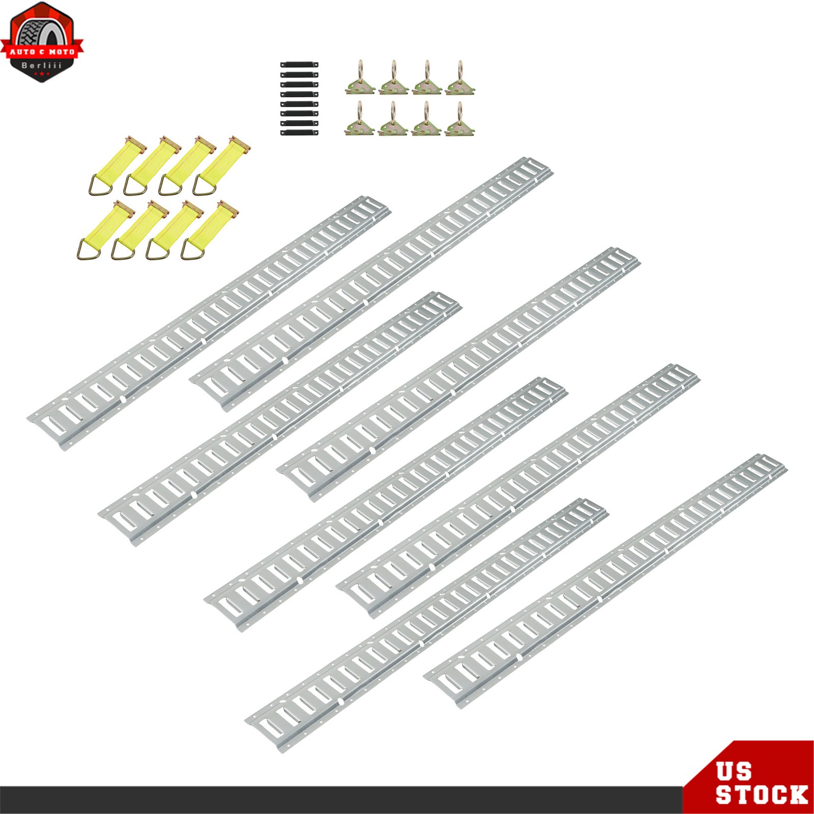 Fit For E Track Tie Down Rail Kit 5' E Track Rails Enclosed Cargo Trailer 34 PCS