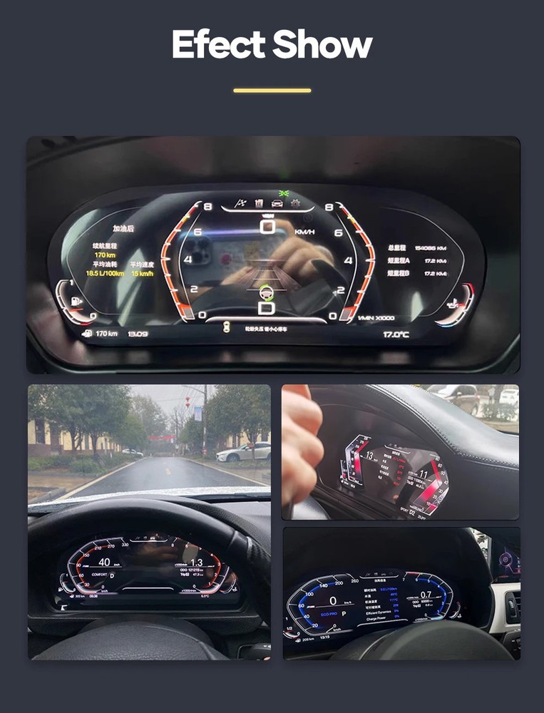 12.3 ''Digitale Dashboard with Steering Wheel Control LED Built-in Screen