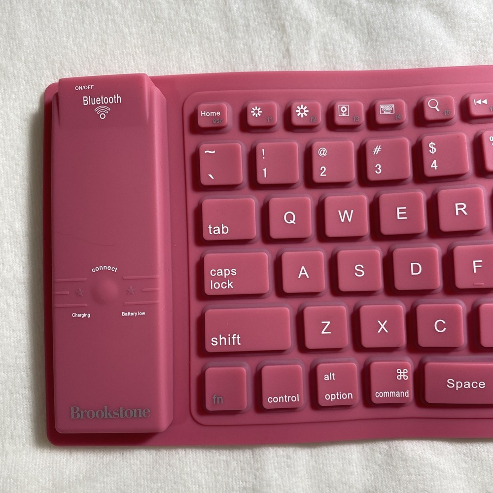 Brookstone Bluetooth Wireless Roll-Up Keyboard 789725 Pink