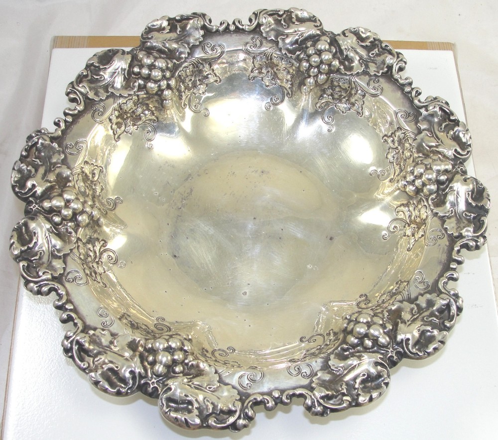 Gorham Sterling Silver Round Bowl Hollowware Grapes Pattern Number 222