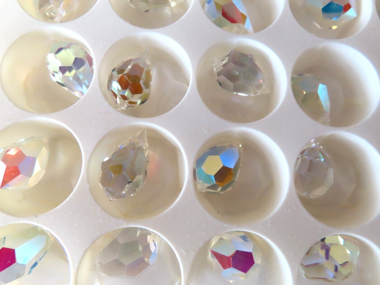 Preciosa Genuine Czech Machine Cut Drop Pendant 12x18mm Crystal AB, 6 pendants