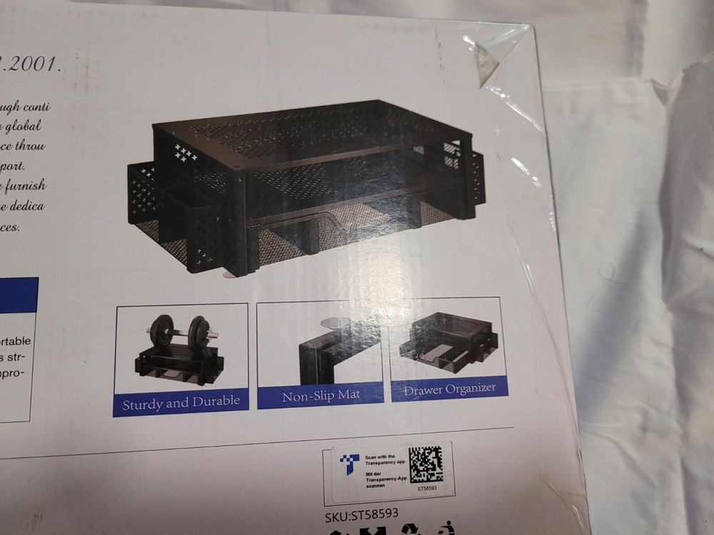 Monitor Stand Riser / Computer Desk Organizer Mesh Black w/drawer / New in box