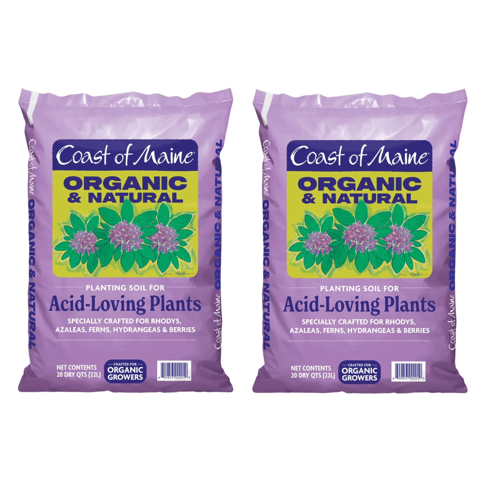 Coast of Maine Organic Potting Soil for Acid Loving Plants, 20 Qt Bag (2 Pack)