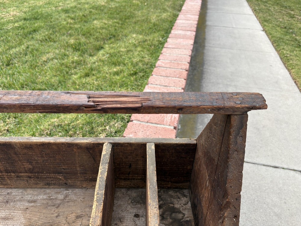 Vintage Handmade Wood Tool Caddy Tool Box Rustic Tray Extra Long.