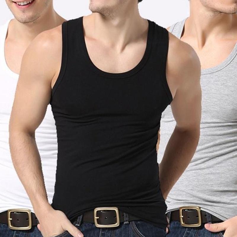 Men's 100% Cotton Tank Top A-Shirt Wife Beater Ribbed Undershirts Size: S-4XL