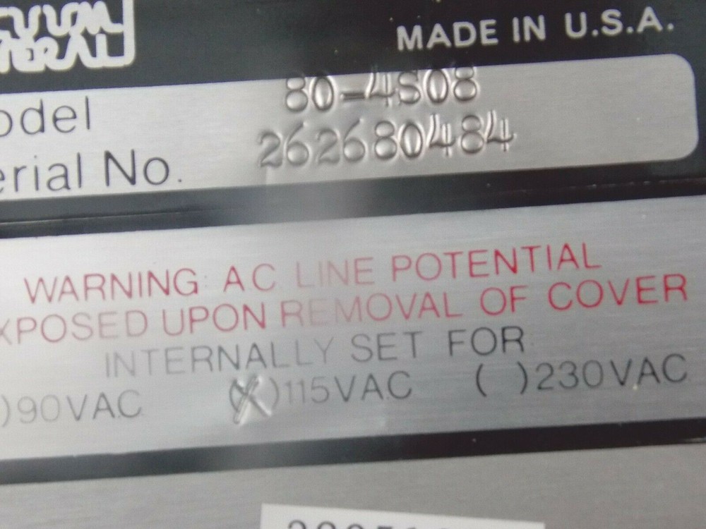 VACUUM GENERAL 80-4S08 80-4 FLOW CONTROLLER