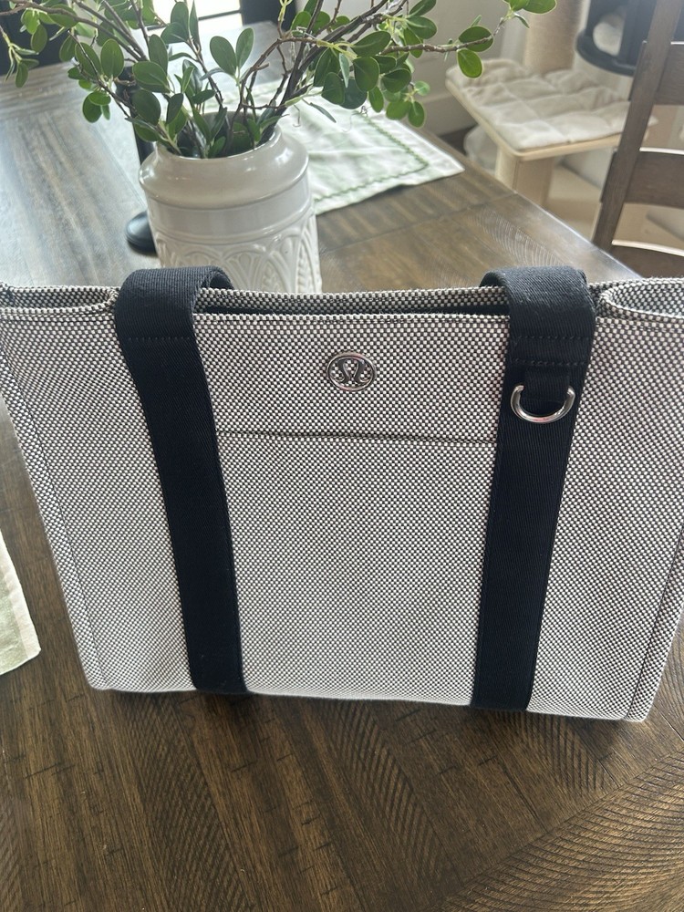 Lululemon Two-Tone Canvas Tote Bag 10L Gray Black
