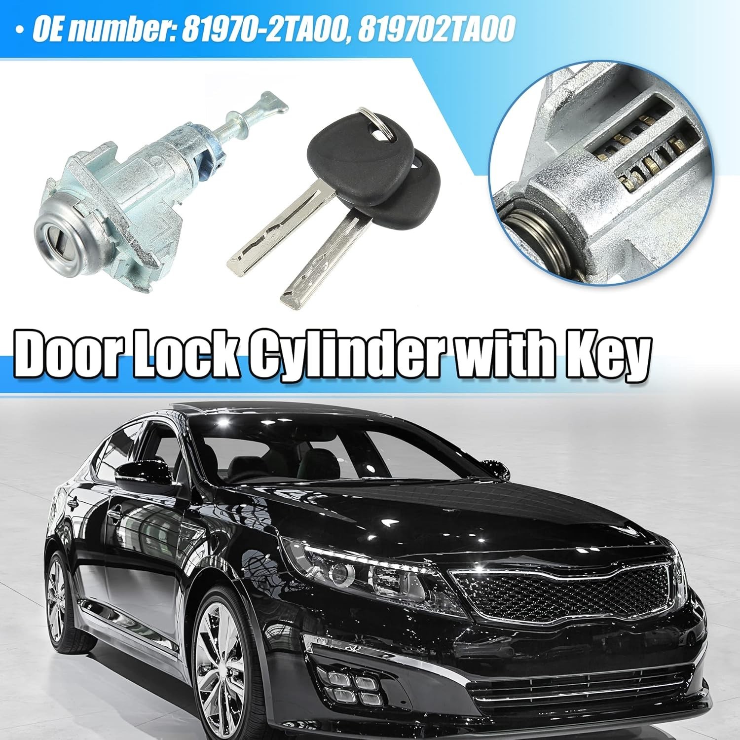 Ignition Lock Cylinder and Front Driver Side Door Lock Cylinder for Kia