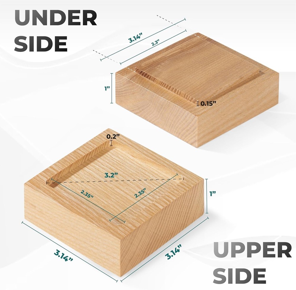 Quality Oak Bed Risers Set of 8 - Adjustable Heights for Maximum Stability