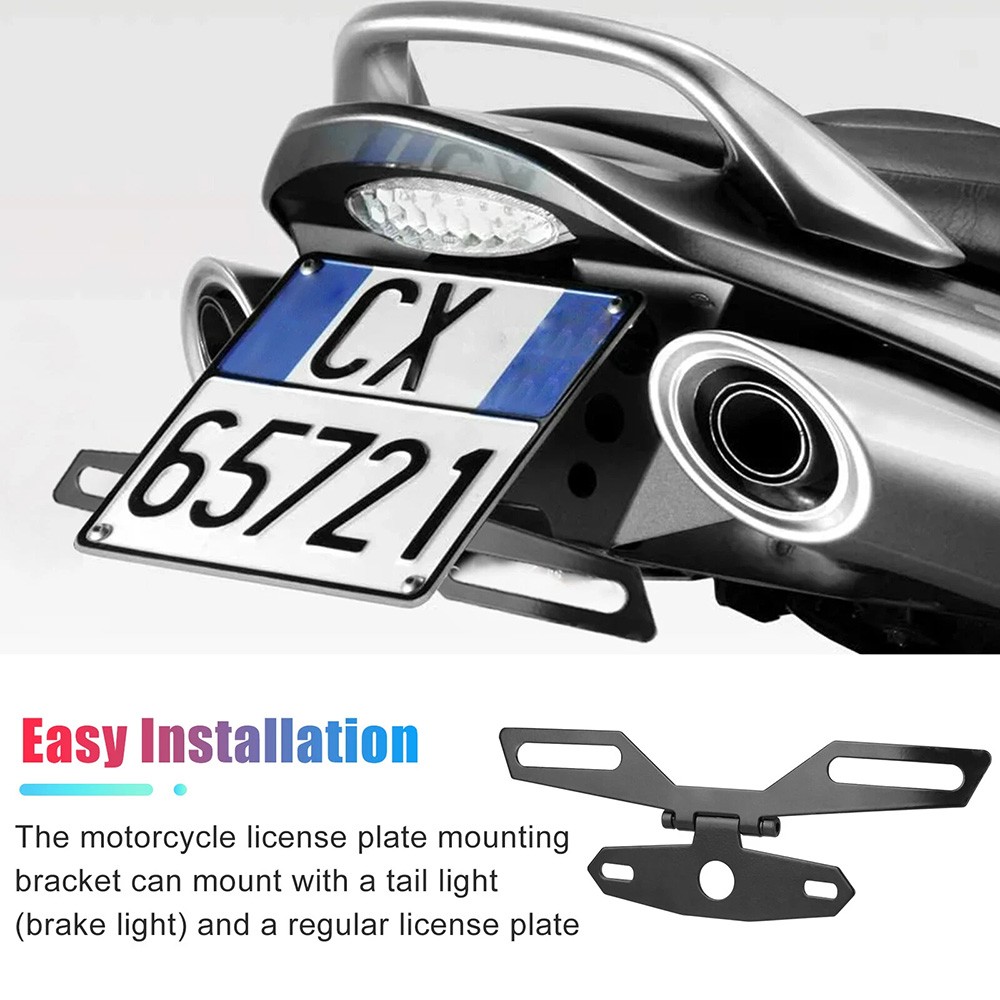 Tail Light Mount, Adjustable / Folding Motorcycle License Plate Holder