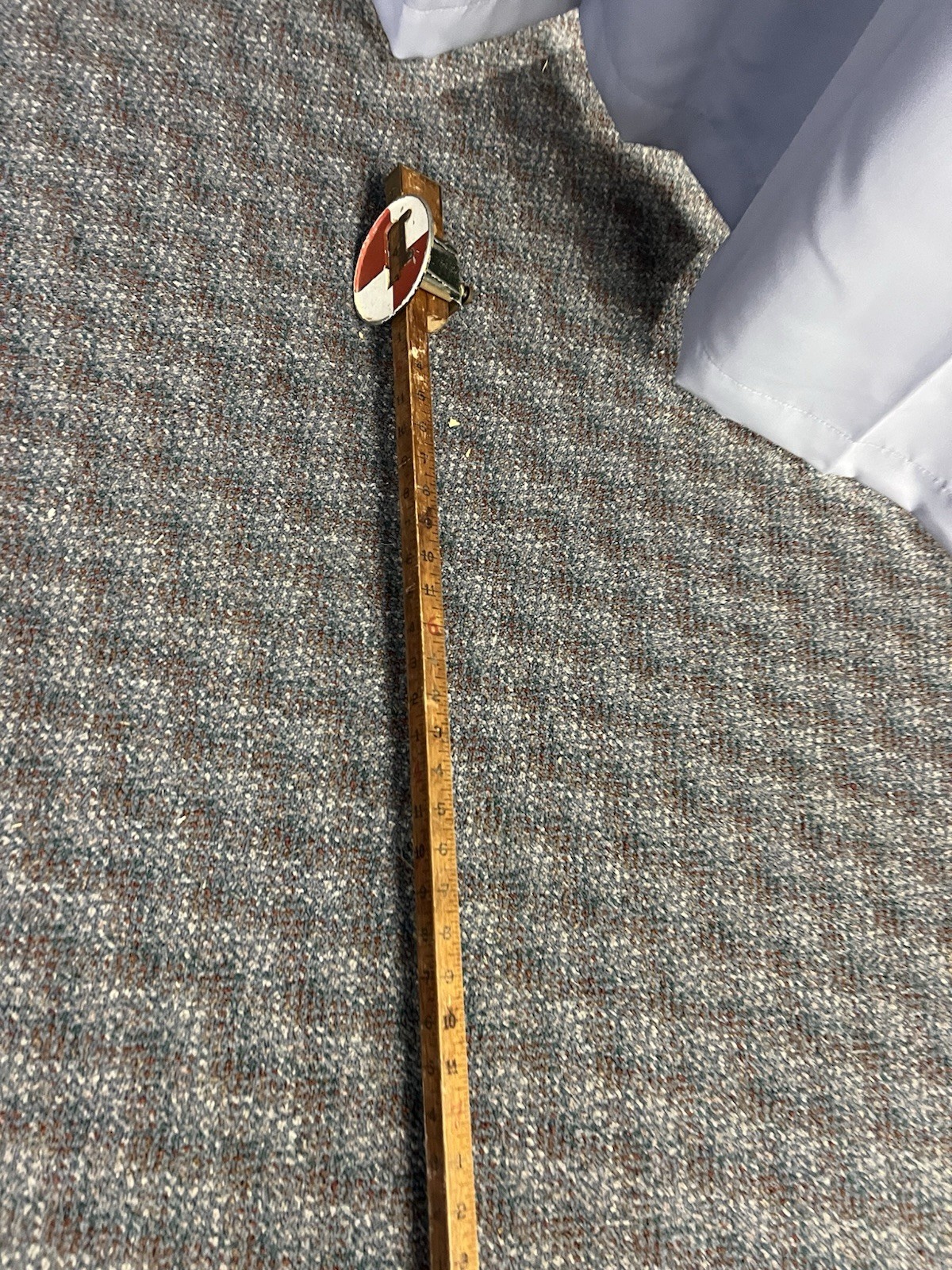 Vintage 10 Ft WOOD MEASURING STICK grade rod rule surveying story pole wall art