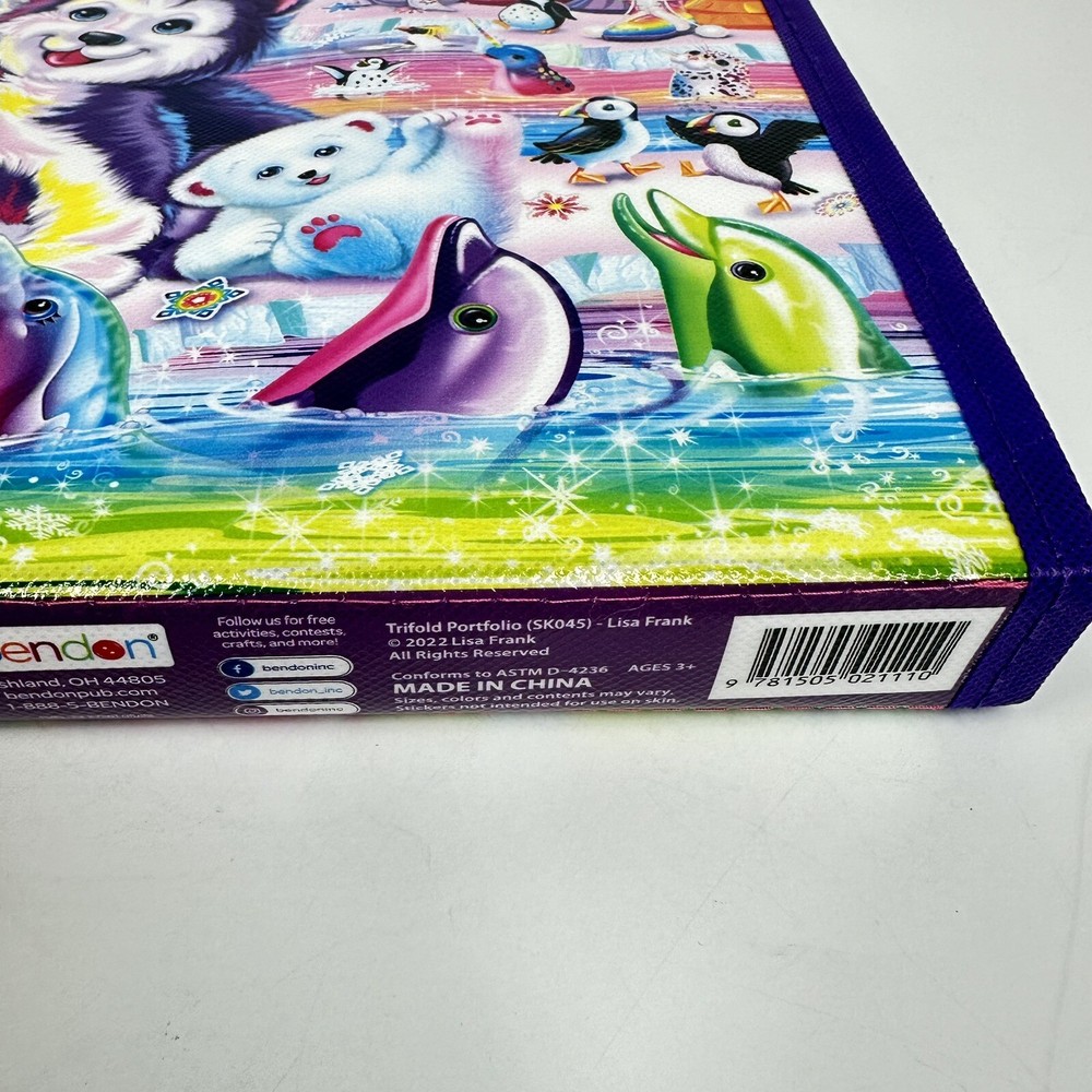 Lisa Frank Tri Fold Binder TIKANNI WOLF Cute Bright Fun