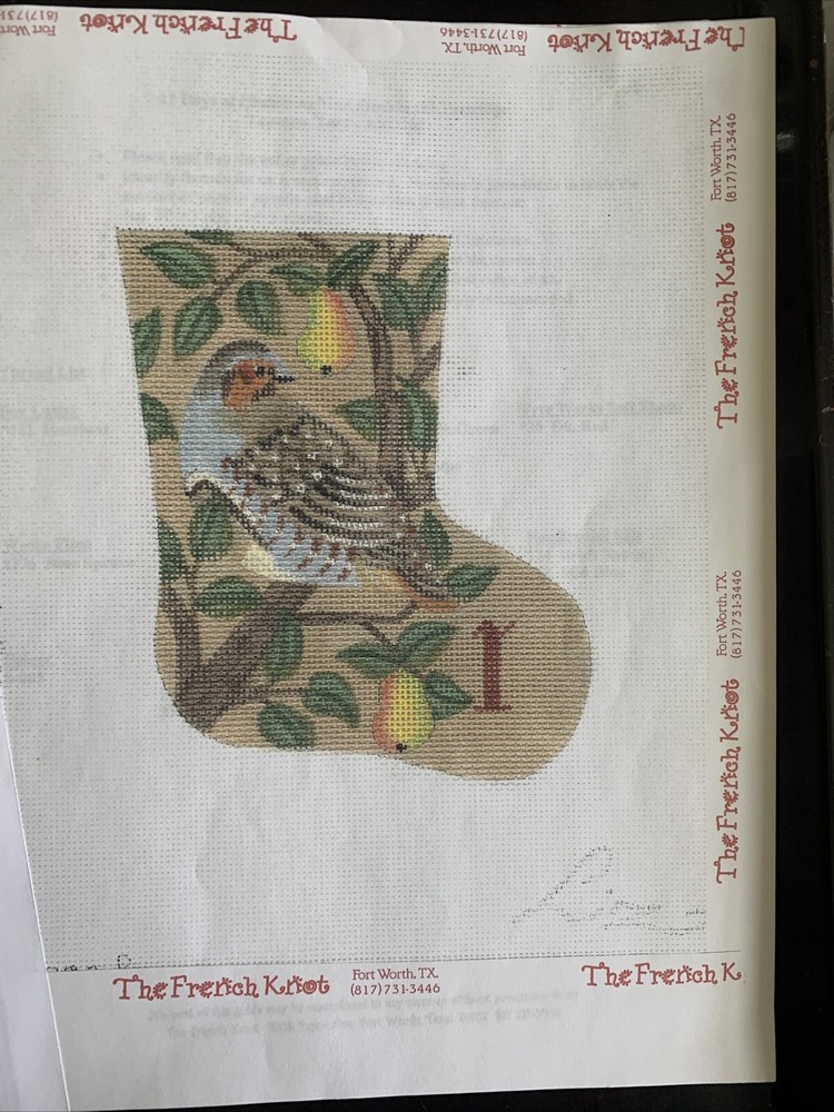 Partridge Mini Stocking + Stitch Guide Needlepoint Kit Tapestry Tent Unworked