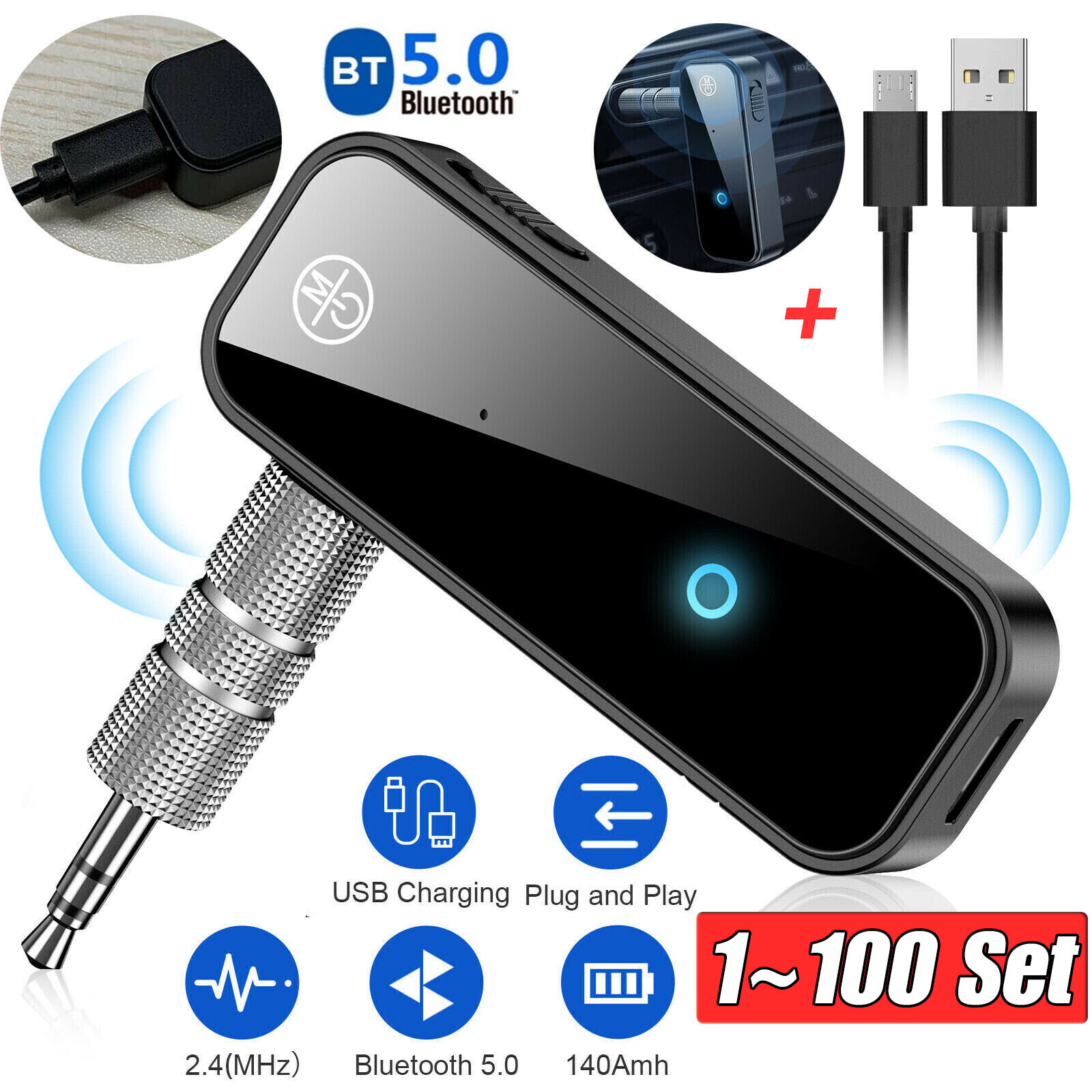 USB Wireless Bluetooth Transmitter Receiver for Car Music Audio Aux Adapter lot