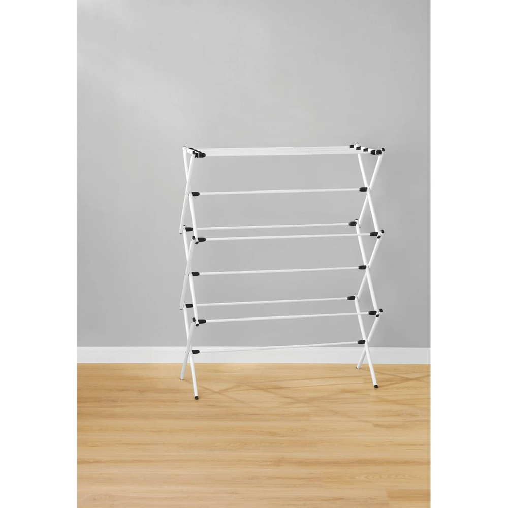 Mainstays Expandable Steel Laundry Clothes Drying Rack, White