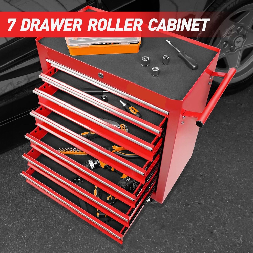 Tool Cart, Rolling Tool Chest with 7-Drawer Toolbox with Wheels Multifunctional