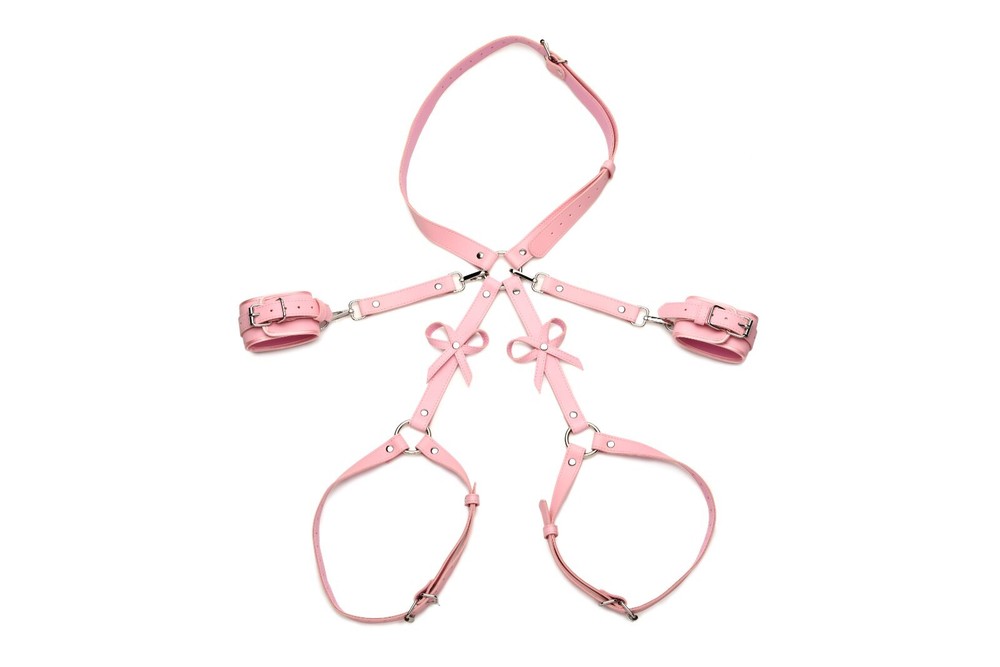 STRICT BONDAGE HARNESS WITH BOWS-PINK ...