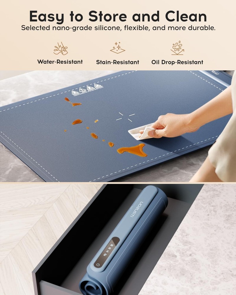 Electric Warming Tray Whole-Surface Heating Rollable & Portable Premium Silicone