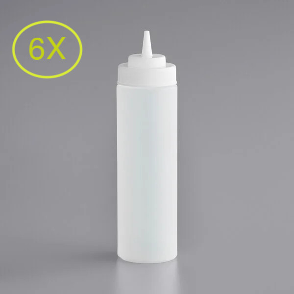 CLEAR WIDE MOUTH SQUEEZE BOTTLES 24 oz. 3 OR 6 PACK ketchup, barbecue, vinegar