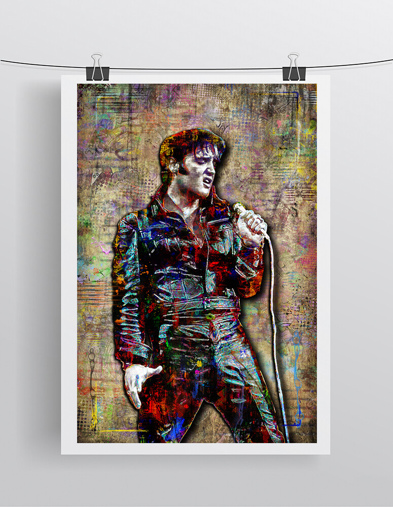 Elvis Presley Pop Art 8x12in Poster Elvis Presley Music Art Print Free Shipping