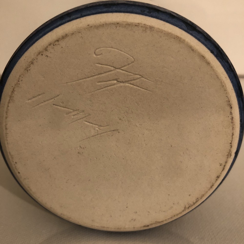 Floral Iris Stonewear Vase. Signed