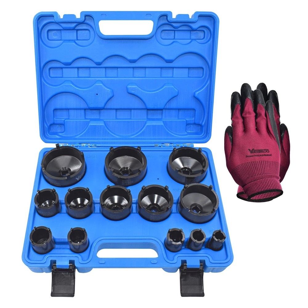 Yuesstloo 13 PCS Spindle Nuts Socket Kit Ball Joints Axle Locknut Remove...