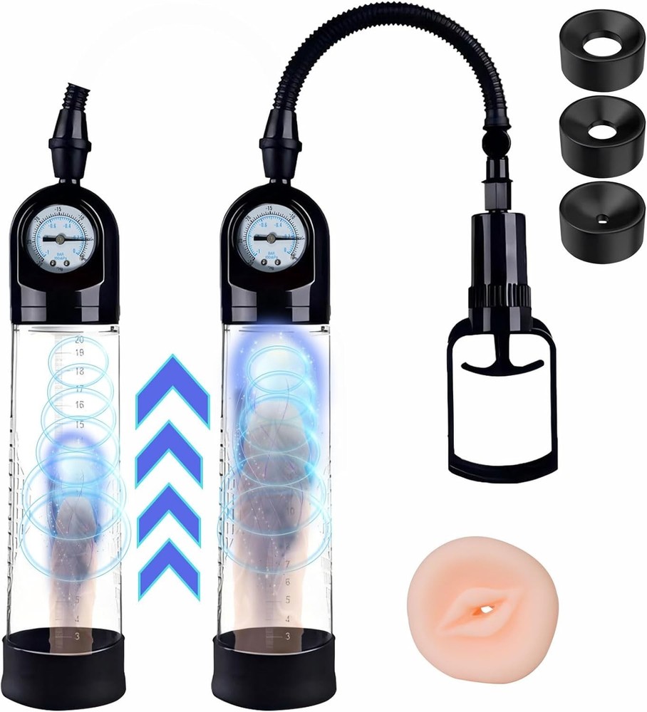 Erectile Dysfunction Vacuum Pump with Dial & 3 Silicone Rings for Optimal Fit