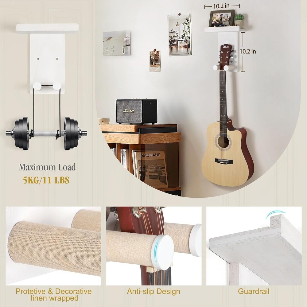 Rustic Wood Guitar Wall Mounts - 2 Pack