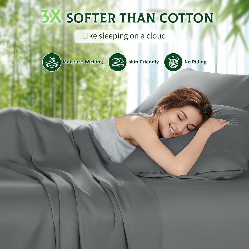 Luxury Viscose Bamboo Queen Bed Sheets - Extra Deep Pocket & Silky Soft