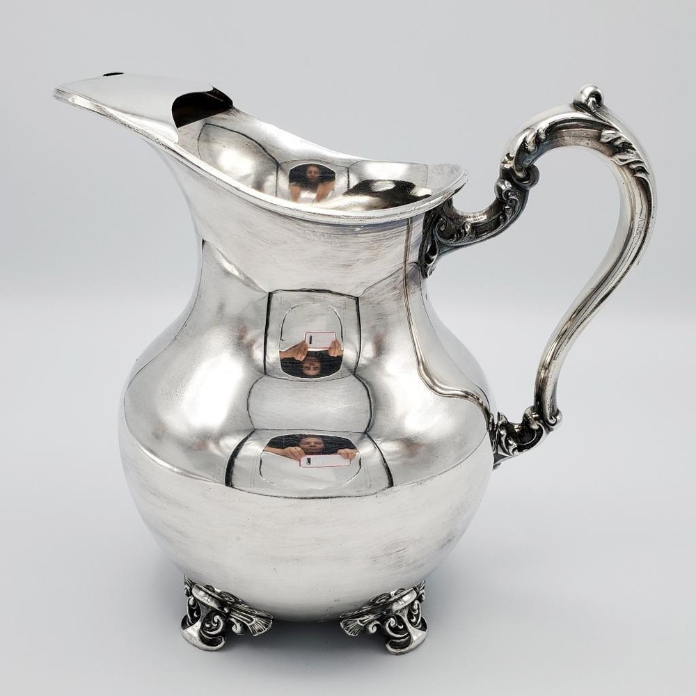 Poole Old English Silver Plated Water Pitcher Baroque Handle