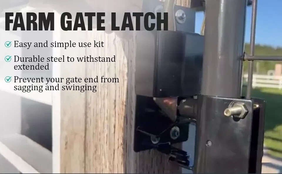 Livestock Lockable Tube Gate Latch for Farm, Fence, Ranch – 2-Way Swinging
