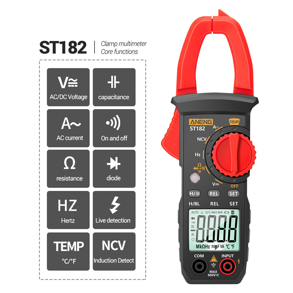 ANENG Digital Multimeter Clamp Meter AC DC Amp Ohm Volt Diode Tester Auto Range