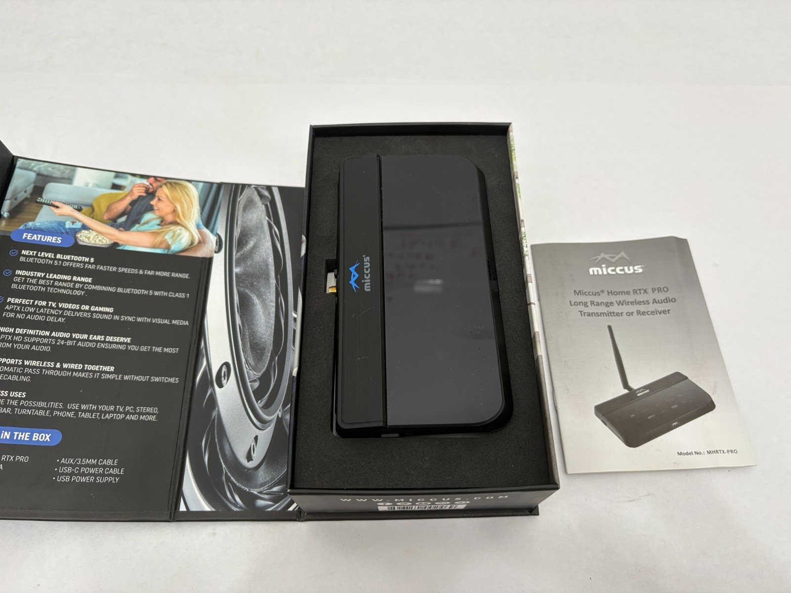 (1) Miccus Home RTX Pro Long Range Wireless Audio Bluetooth APTX - MHRTX-PRO