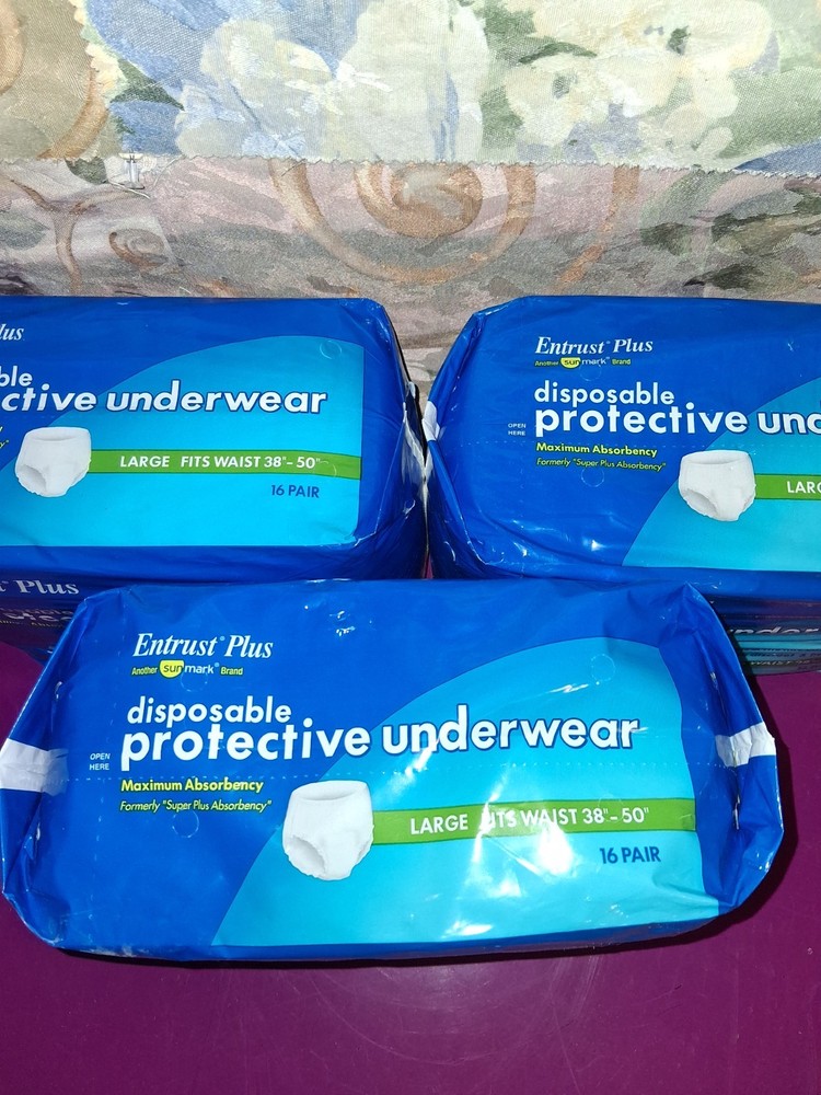 Entrust Plus Maximum Absorbency Disposable Underwear Large Soft 16 Pair Large