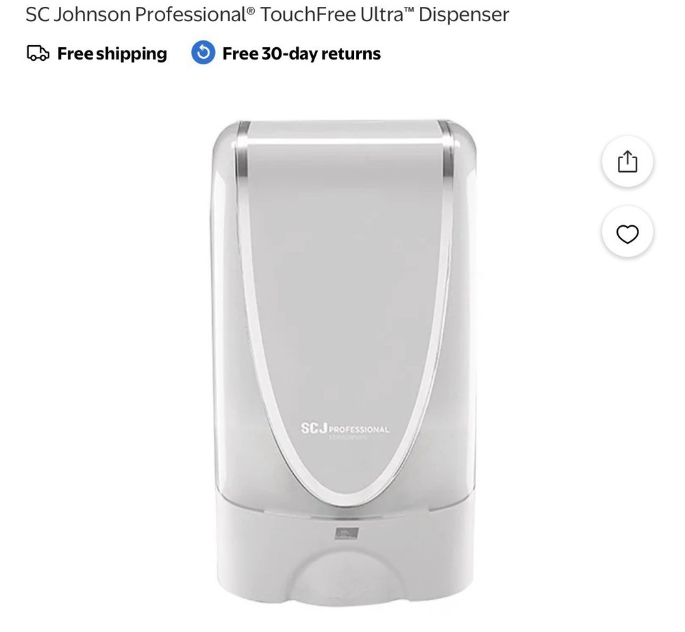 SC Johnson TouchFree Ultra Soap Dispenser Automatic Wall Mount Gray