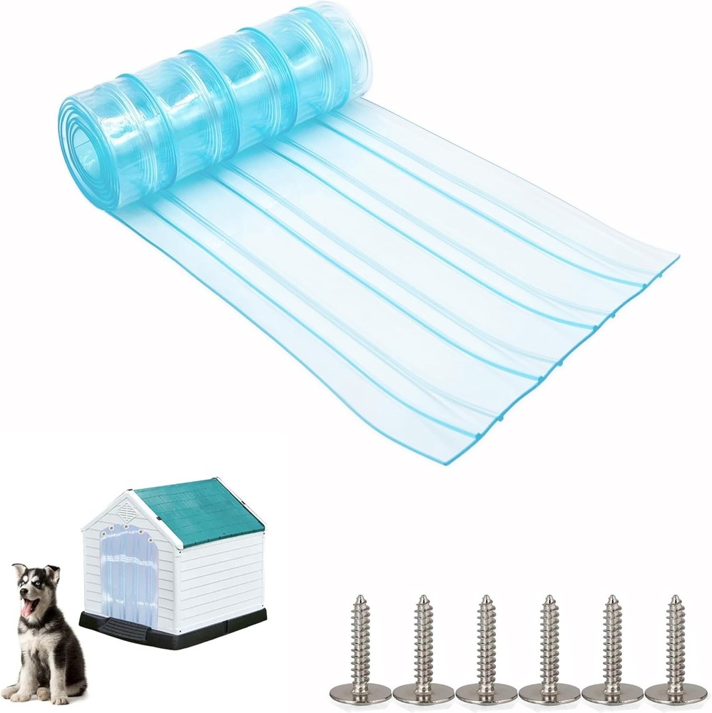 Dog Door Replacement Flaps, Safe PVC 11.8in x 4.9ft, Transparent Light Blue