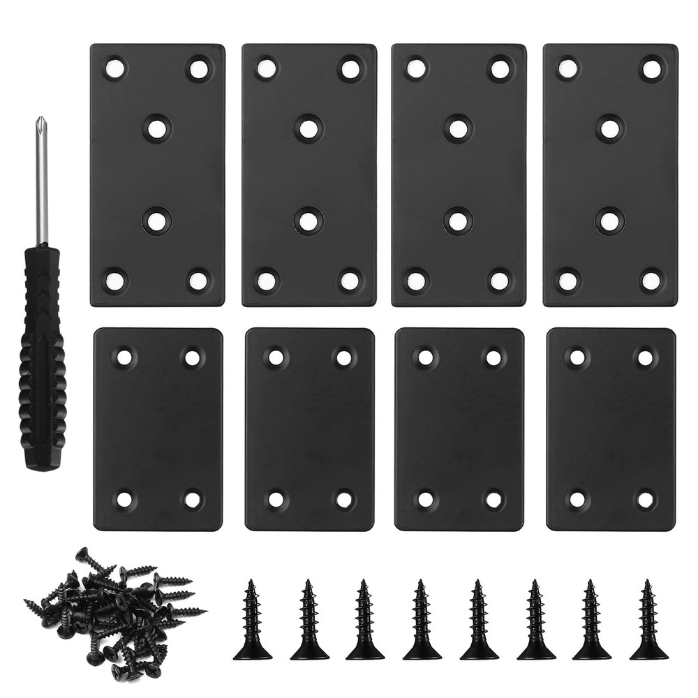 Flat Mending Plates, 8 Pcs Black Metal Straight
