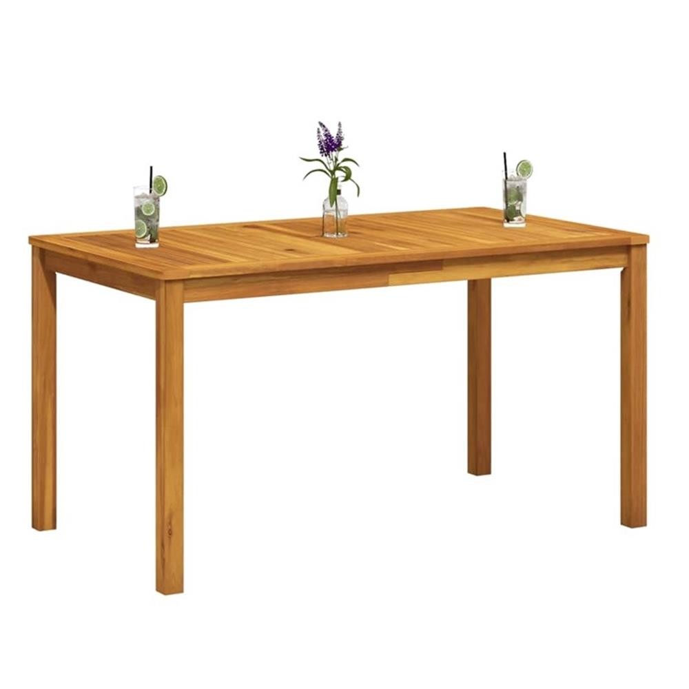 Bowery Hill Solid Acacia Wood Medium Durable Garden Table in Brown