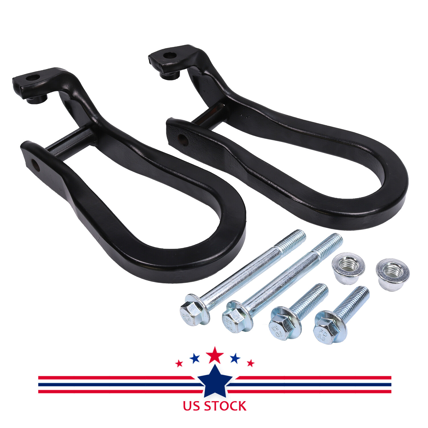 Pair Black Tow Hooks Kit 84072464 For 2015-2019 Silverado Sierra 2500HD & 3500HD