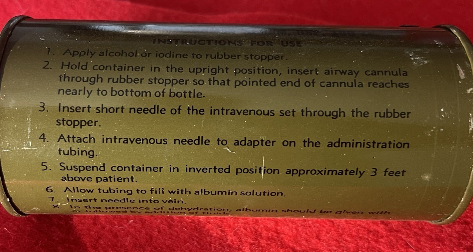 Vietnam War Era US Serum Albumin Can LRRP SEAL SOG MIKE FORCE First Aid Medic