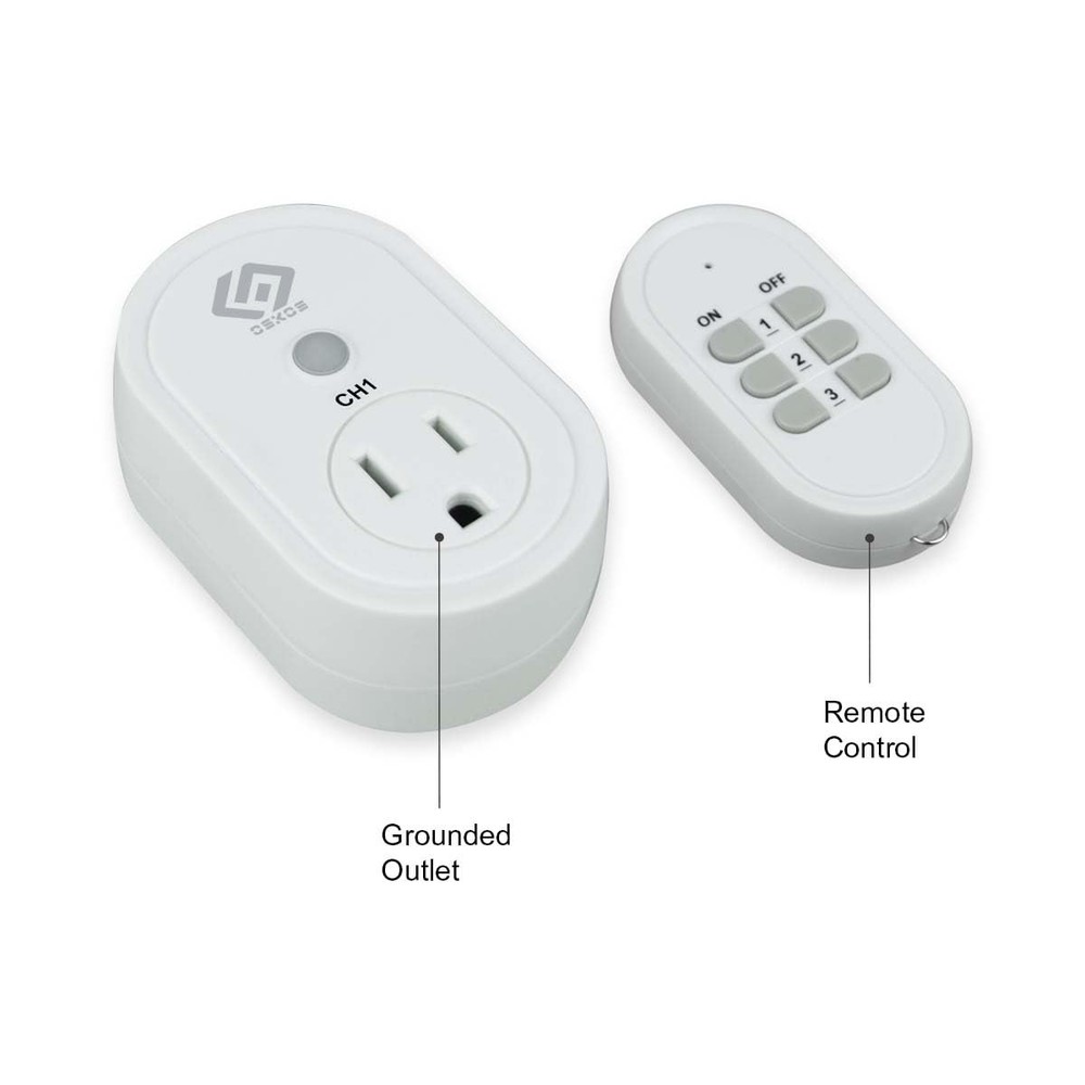 3 Pack Indoor Wireless Remote Control Outlets, 100-Foot RF Range, 15A